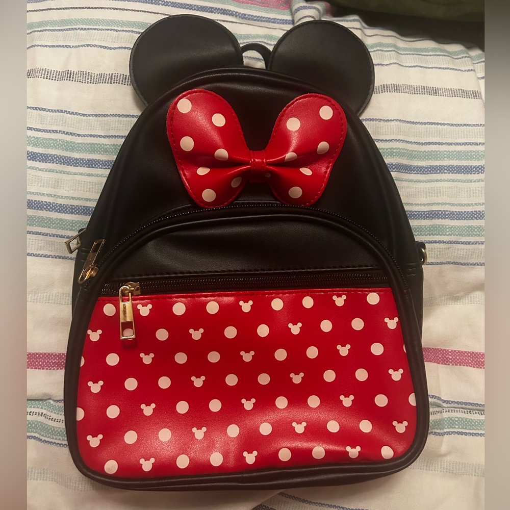 Black and Red Polka Dot Small Backpack with Bow NWT